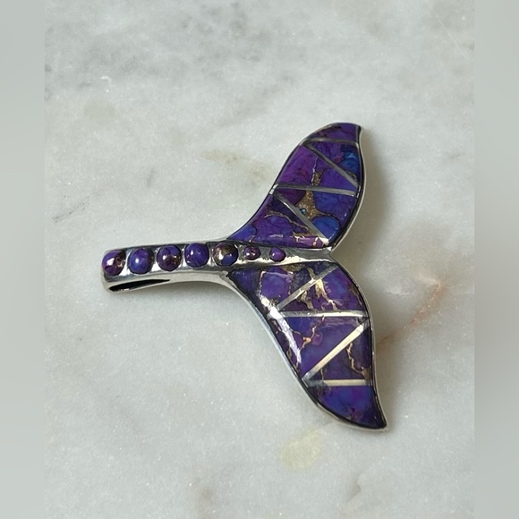 Jewelry - 🆕 Purple Mojave and 925 Silver Whale Tail Pendant